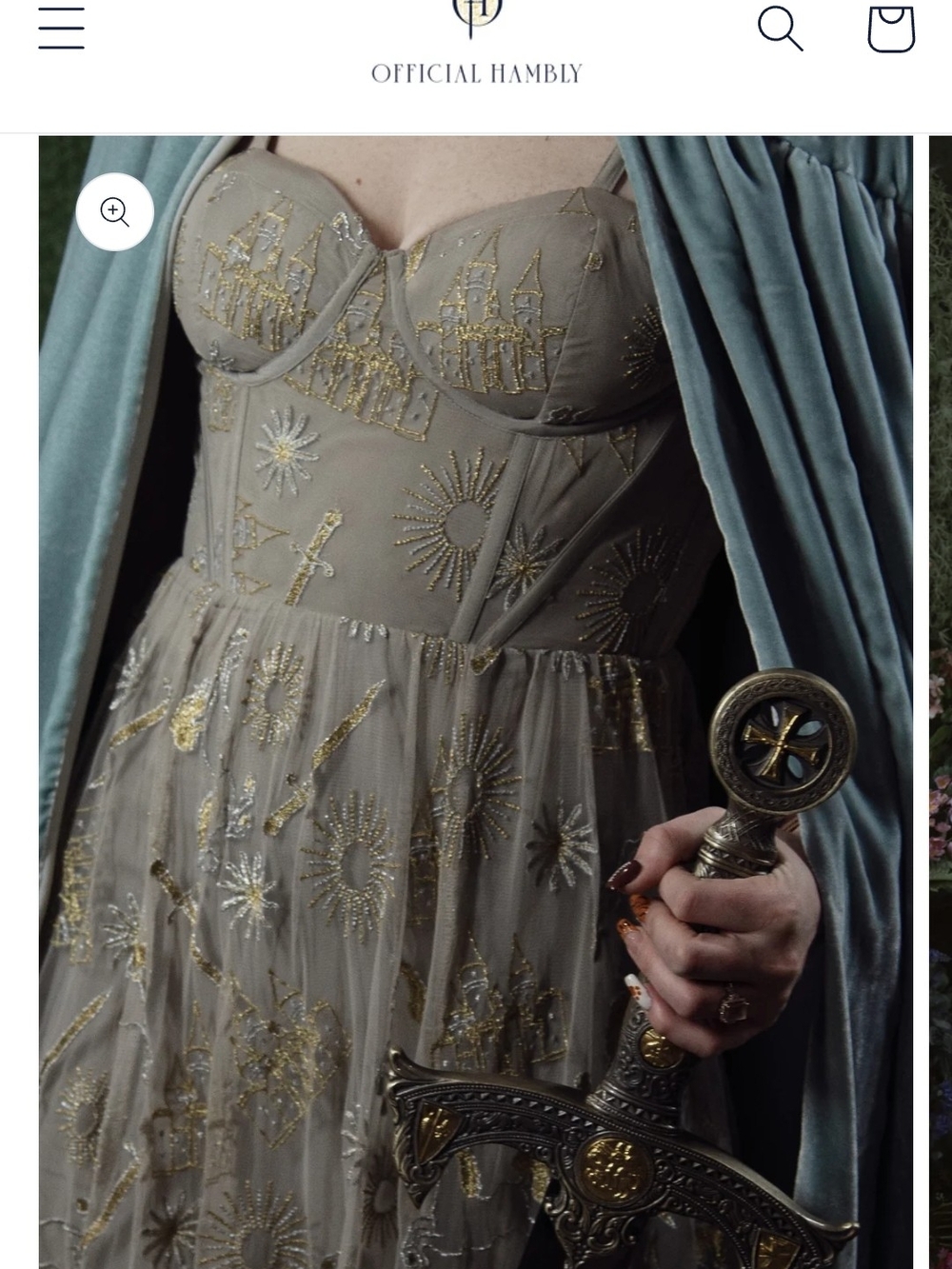 Hambly Taupe Embellished Tulle Evening Dress